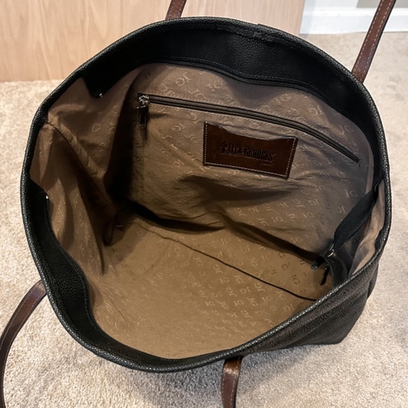 Jack Georges Pebbled Leather Black Laptop Tote Bag - Picture 10 of 15